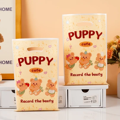 100pcs Party Gift Packaging Bags, Cute Cartoon Pattern Tote Bags, High-End Jewelry Gift Bags, Holiday Gift Bags, Reusable Flat Mouthed Tote Bags, And Small Gift Bags. Suitable For Holiday, Wedding, Birthday, And Party Gift Packaging Bags.