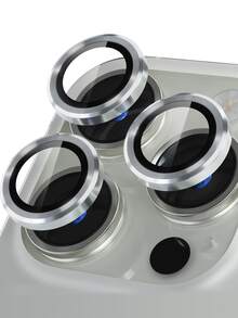 XINHONGYU 3pcs Silver Metal Camera Lens Protector Rings, Perfectly Fit, Circular Rear Camera Lens Film, Compatible With IPhone 17 Pro Max/17 Air/16 Pro Max/16 Pro/16 Plus/16/16E/15/14/13 Mini/12/11 Series - Silver - View 1
