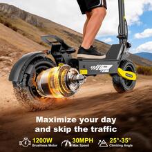EOEOTWO Off-Road Electric Scooter For Adults, Dual Suspension All-Terrain E-Scooter, Foldable Portable Design, 10" Off-Road Tires - The Ultimate Valentine's Day Gift For Him - Yellow - View 4