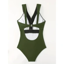 Women's One Piece Swimsuit Crisscross Tummy Control Bathing Suit - Front Crossover Swimwear Green Size 8-14 - 多色48 - 查看 4