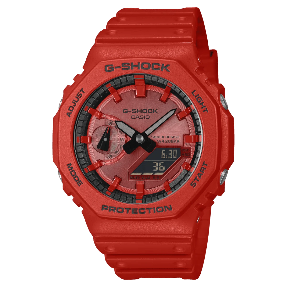 Casio 卡西欧 G-SHOCK 火焰红八角形腕表，防震 200 米防水 奢华运动男士腕表 GZXGA-2100RRB-4A - 均碼 - 查看 1