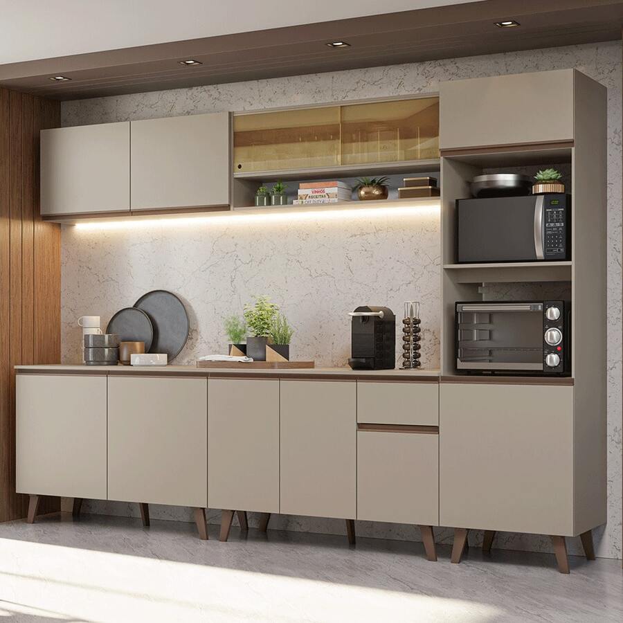 Cocina Integral Completa Modular Madesa Nice 300cm Crema - Beis - Ver 1