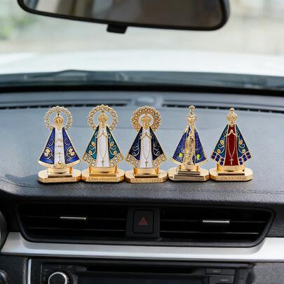 Virgin Mary Metal Craft Figurine, Virgin Mary, Car Home Office Desk Decor, Alloy Accessory, Car Interior Decoration