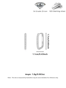 925 Sterling Silver 1.7cm Large Hoop Earrings With Zirconia And Crystal, Comes With Gift Box - Silver - View 8