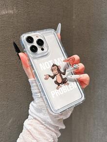 1pc New Trending Transparent Air Cushion Funny Monkey Pattern Phone Case Compatible With IPhone 17 Pro Max, 17/17 Pro, 16 Pro Max, 16/16 Pro/16 Plus, 15 Pro Max, 15 Pro/15 Plus/15, 14 Pro Max, 14 Pro/14, 13 Pro/13, 12 Pro/12, 11/XS/XS Max/8 Plus/7, Galaxy S25/A14/A23 5G/A15/A32/A33/A24/A51/A53/S20 FE/S21/S22/S23/S24/S25/S24 Ultra/A71/A55/A36/S21 Ultra/S23 Ultra, Shockproof Soft Cover - Multicolor - View 5