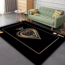1 Piece Washable Spade A Poker Pattern Carpet, Suitable For Living Room, Bedroom, Entertainment Venue, Bar Decoration, Game Room Area, Perfect For Party Decoration, Bedroom Decor, Small Rug, Carpet, Home Decor, Living Room Carpet, Living Room Small Rug, Bedroom Carpet, Living Room Home Decor, Outdoor Rug, Cleanable Carpet - Multicolor - View 4
