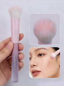 1pc Pink Cute Cat Paw Shaped Multi-Use Blush Highlighter Cream Makeup Brush, Powder Foundation Blending, Fluffy Applicator, Professional Design, Soft Bristles - Pink - View 1