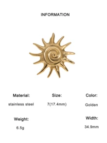 1枚时尚独特设计夸张高端镀层不锈钢太阳心形几何开口戒指，适合女性日常、派对和约会佩戴。 - 彩色 - 查看 9