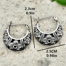 一对波西米亚复古镂空花朵耳环，时尚耳环，女士耳环，婚礼派对珠宝礼物 - 復古銀色 - 查看 3