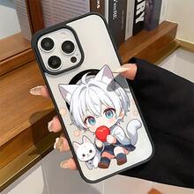 Patrón de Chico anime con orejas de gato, Funda magnética con panel de acrílico mate, borde flexible de silicona con acabado mate,panel trasero rígido de acrílico	, Compatible con Apple 17Air/16E/15/14/13/12/11/XR/XS/PRO/PLUS/PROMAX/MINI, Galaxy S/A/M 26/25/24/23/56/55/54/53/36/35/34/33/32/16/15/14/13/12/06/05/04/03/02 FE/Plus/Ultra, Poco/Redmi/Note 13/12/11/10/9/8/X7/X6/X5/X4/M6/M5/M4/F7/F6/F5/C75/C65/C40, G84/82/71/54/52/51/34/24/22/13/04/E40/E22/E20/E14/Edge30,Infinix Note40|Hot30|Gt20, Esta Funda es Ideal Para Uso Diario y También un Regalo Perfecto Para Amigos o Pareja - Negro - Ver 2