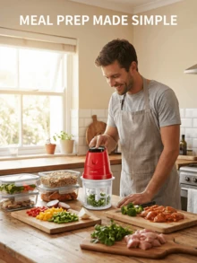 SOKANY‑06009 Multifunctional Electric Food Processor, Mini Household Meat Grinder Mixer, High‑Power Kitchen Chopper For Meat Mincing, Fruit Juicing & Soymilk Making - Red - View 4