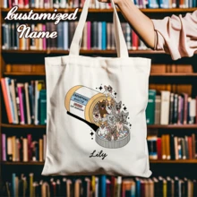 Personalized Cute Dog & Cat Pill Bottle Canvas Tote Bag, With Name & Birthday Gift, Suitable For Pet Lovers - Multicolor - View 1