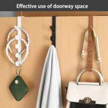 2 Pieces Adjustable Over Door Hanger Organizer, Stylish Door Hooks, Wall Mounted Utility Hooks, Plastic, Versatile Coat Organizer, Easy To Install Plastic Storage Hooks For Clothes, Bags And Accessories, White And Black, Versatile Bedroom And Home Organization Solution - Multicolor - View 10