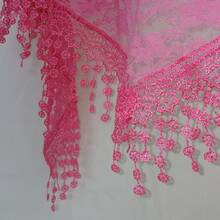 Lenço Dança Do Ventre Com Pedras e Moedas Cigano Luxo Diversos Modelos - Lançamento - Rosa Rendado - Visão 3