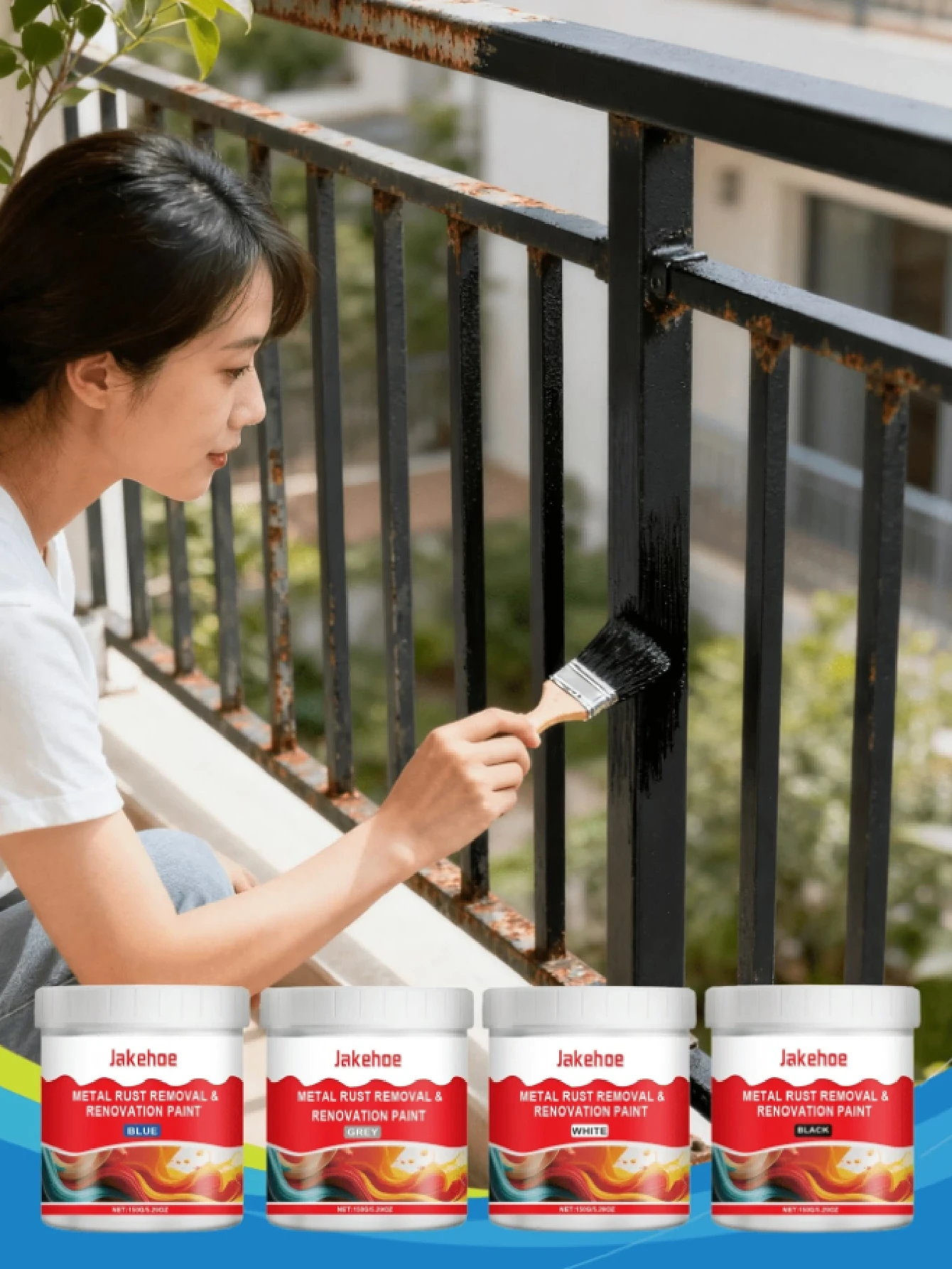 150g Water-Based Stainless Steel Coating (Gray/White/Blue/Black), Waterproof, Anti-Rust, Metal Base Layer, Durable Repair Coating, Provides Multiple Colors, Anti-Rust And Metal Repair Coating, Anti-Corrosion/Anti-Rust, Easily Solves Rusting Issues, Suitable For Various Iron, Metal, Wood Indoor And Outdoor, Home, Furniture, Water-Based, Waterproof, Anti-Pollution - Multicolor - View 1