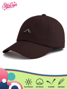 1pc Unisex Classic Baseball Cap - Minimalist Wave Line Art Design - Coffee Color Option - Soft Adjustable Dad Hat Suitable For Surfers, Beach Lovers And Outdoor Gifts - Coffee Brown - View 2
