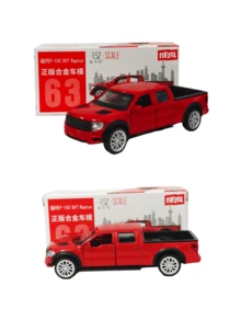 1:52 比例合金压铸皮卡模型 - 150 SVT Raptor 收藏品，约 4.5 英寸展示尺寸，红色车身，拥有动感十足的越野造型、肌肉线条和经典的皮卡设计，采用合金材质，比例精准，工艺精湛，外观粗犷有力，是桌面、书架或展示柜的理想之选，也是模型车收藏家的完美之选，更是生日、节日、圣诞节和特殊场合送给男孩、男士和汽车爱好者的理想礼物。 - 63-紅色 - 查看 4