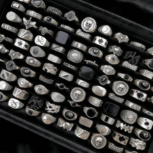 Bộ 20 chiếc nhẫn hình đầu lâu và rắn phong cách Punk cổ điển, trang sức dự tiệc hình động vật và nhện phong cách Gothic dành cho cả nam và nữ. - 20 chiếc nhẫn hình đầu lâu hình học hỗn hợp bằng bạc - Xem 3