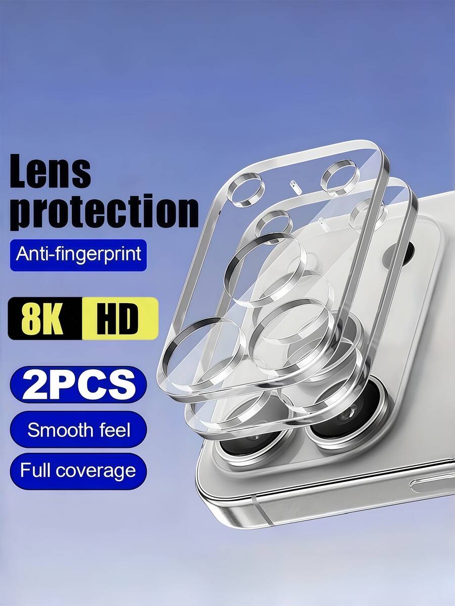 2片装全覆盖摄像头保护膜，兼容 17 Air、14、15、13、16 Pro Max Plus、11、12配件后镜头玻璃