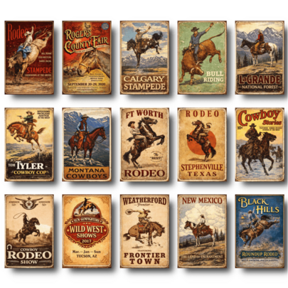 Kit 15 Placas Quadros Decorativos Retrô Country Cowboy Vintage