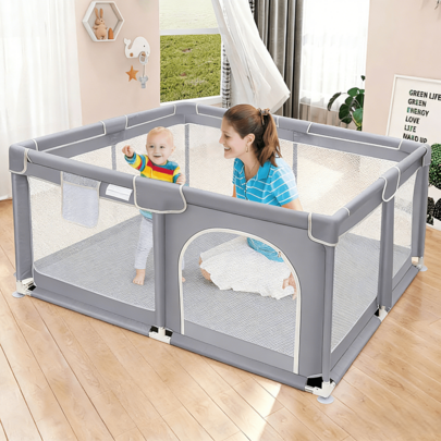 Baby Playpen,Portable Playground,Baby Gate Fence With Soft Breathable Mesh&Anti-Slip Base,Activity Center,Newborn Gift