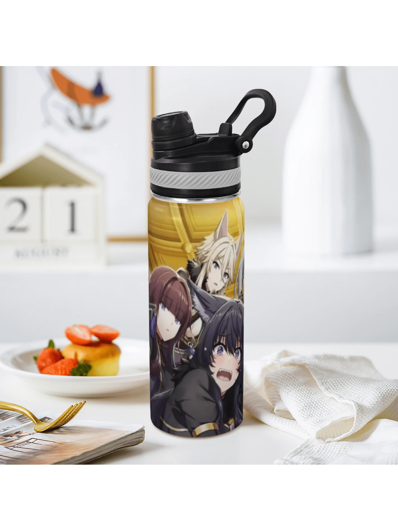 The Eminence In Shadow Stainless Steel Car Cup 304 Vacuum Insulated Tumbler With Handle Leak Proof Wide Mouth Easy To Clean Cup Holder Friendly For Travel Office Gym Gift - màu đen - Xem 1
