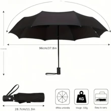 Automatic Opening And Closing Folding Umbrella - Compact Design - Ergonomic Handle, 8 Steel Ribs - Portable And Durable Outdoor Folding Umbrella, Sturdy And Durable Men's Business Umbrella, Windproof, Rainproof And Sun-Protective, Women's Dual-Use Sun And Rain Umbrella, Women's Gift, Automatic Opening/Closing, Stylish And Portable, Suitable For Sun And Rain. - Black - View 3