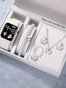 6pcs/Set Elegant & Fashionable Women's Quartz Watches, Casual Style Watch Set - White - View 7