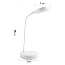 LED Desk Lamp With 3-Level Dimmer, Flexible Gooseneck, Eye-Caring Table Light, USB Powered, Switchable White To Warm Illumination, Ideal For Home Office Reading And Studying - Trắng - Xem 3
