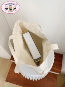 Small Shopper Bag Graphic Pattern Double Handle For Daily - Beige - View 4