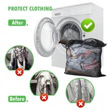1PC Black Mesh Laundry Bag Thickened Washing Machine Protector For Bras Delicate Clothes Sweaters Socks Underwear Lingerie Gift For Christmas Holiday Black Lingerie,Dorm Room Essentials College,Laundry Room Organization,Laundry Organization And Storage,Wash Bag - 黑色 - 查看 6