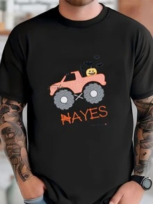 Mens Spooky Ghost Monster Truck - Boy Halloween Shirt - Monster Jam Fan - Orange Black - Personalized Fall Holiday Shirt T-Shirt - màu đen - Xem 2