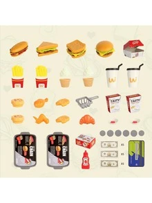 Children's Fast Food & Burger Shop Role Play Toy Set, Kids Fast Food Burger Shop Play Set, 71pcs Kitchen Toy Set With Water-Dispensing Coffee Machine And Cash Register, Educational Role Play Toys - Multicolor - View 12