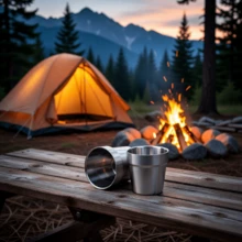 Pack Of 2 Double-Walled 180ml Stainless Steel Thermal Mugs For Camping And Hiking. - Silver - View 9