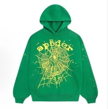 SP5DER Hoodie Spider Print Streetwear Unisex Oversized ,Sweatshirt For Men Women - màu xanh lá - Xem 5