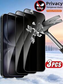 3片装隐私钢化玻璃屏幕保护膜，9H硬度，高铝丝网印刷，防爆防刮，防窥视，适用于办公室/地铁等场所，兼容 17 Pro Max、16、15、14、13、12、11系列，无气泡 - 黑色 - 查看 8
