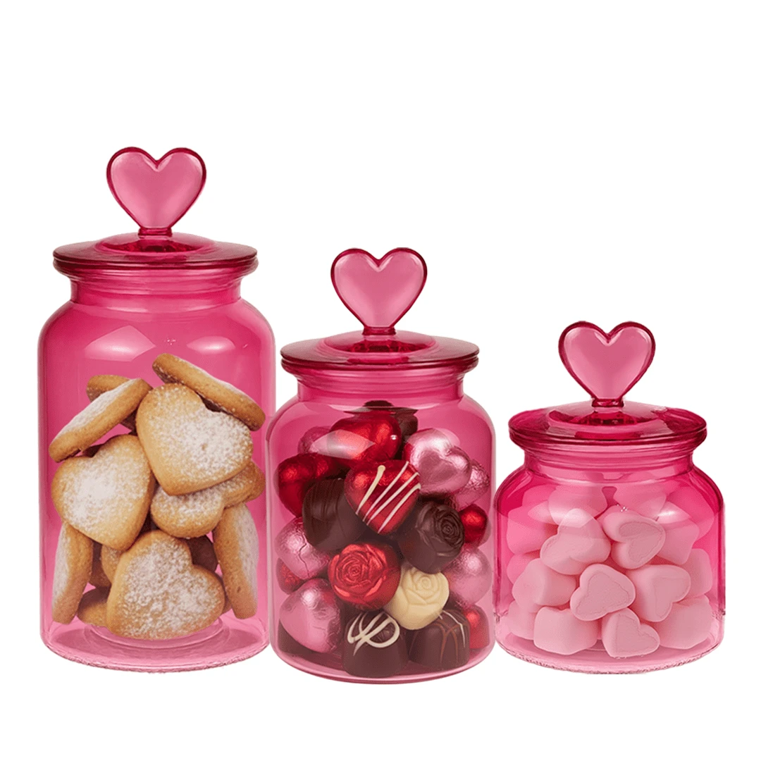 Frascos de vidrio con tapa hermetica Recipientes para Cocina Tarro de almacenamiento Hermetico Rosa Vittori - 3 Piezas - Ver 1