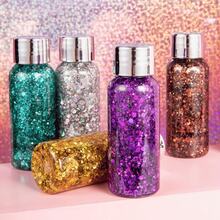 Holographic Chameleon Glitter Gel For Body And Face, Self-Adhesive Makeup Without Glue For Body, Face, Hair And Eyes, Parties And Festivals - Vàng hồng - Xem 5