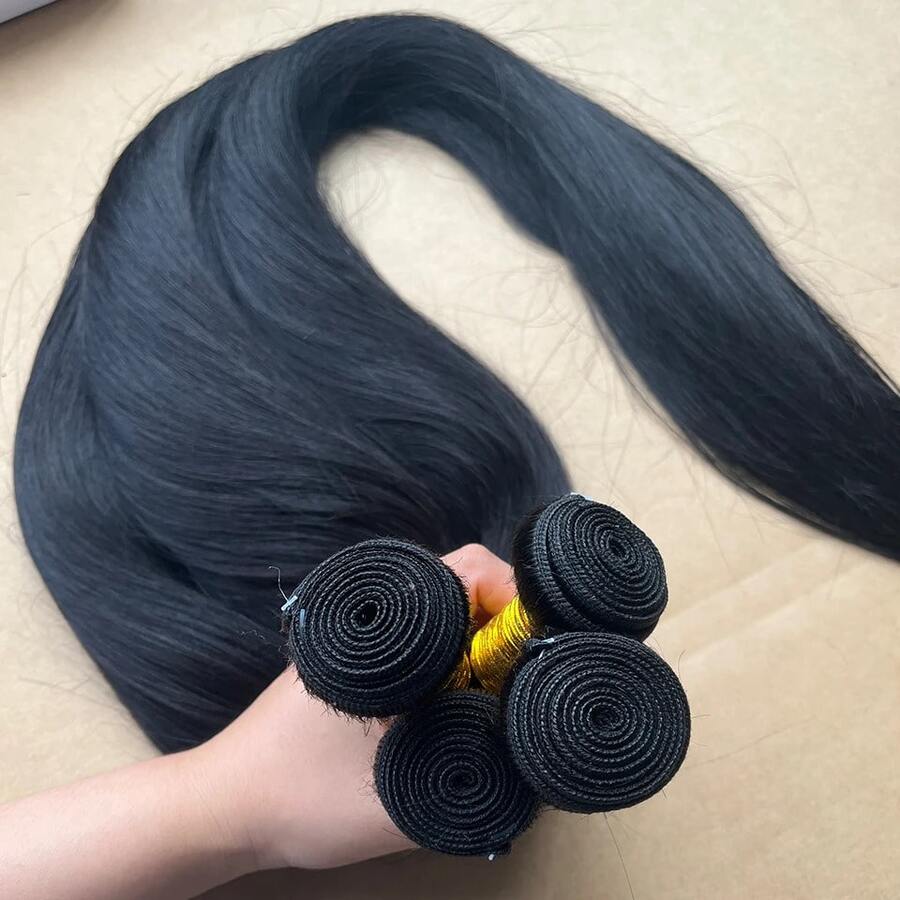BINF Straight Human Hair Bundles Sweet Love In Every Strand 100% Unprocessed Virgin Straight Human Hair Weave Romantic Glow With Perfect Hair Straight Bundles Human Hair Extensions Love Anchored At Hair Tips Remy Virgin Raw Thick Straight Hair Bundles - #1B Straight Bundles - 查看 1