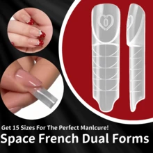 1 Set Square French Manicure Crystal Nail Extension Mold, 15 Different Sizes Reusable Nail Mold, Trapezoidal Space French Mold, Fake Nails Front Can Be Decorated With Sequins And Rhinestone Stickers, Professional Manicure Tools And Accessories, Easy To Operate, Suitable For Making Press-On Nails - Multicolor - View 5