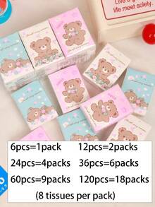 1/2/4/6/9/18 Packs Portable Mini Polar Bear Tissue Paper, Handkerchief, Travel Handkerchief, Cute Facial Tissue - Multicolor - View 10