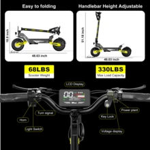 EOEOTWO Off-Road Electric Scooter For Adults, Dual Suspension All-Terrain E-Scooter, Foldable Portable Design, 10" Off-Road Tires - The Ultimate Valentine's Day Gift For Him - Yellow - View 8