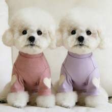 1件绿色高领狗狗衣服，带心形贴片，适合小型犬日常穿着 - 彩色 - 查看 38