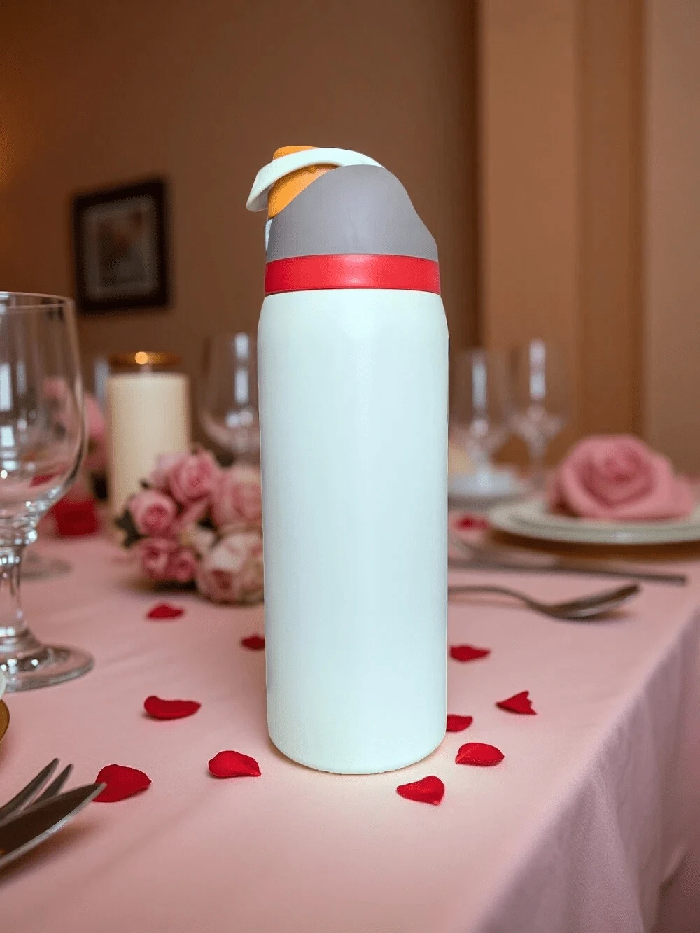 0walai Cream Vacuum Flask With Straw 32oz,945ML, Cold And Hot Water Can Be Insulated, Beautiful Appearance, Exquisite Workmanship, Suitable For Camping, Work, Indoor Use,Suitable For Gift,Perfect For Valentine's Day,Birthday,Giving Day. - Màu be - Xem 1
