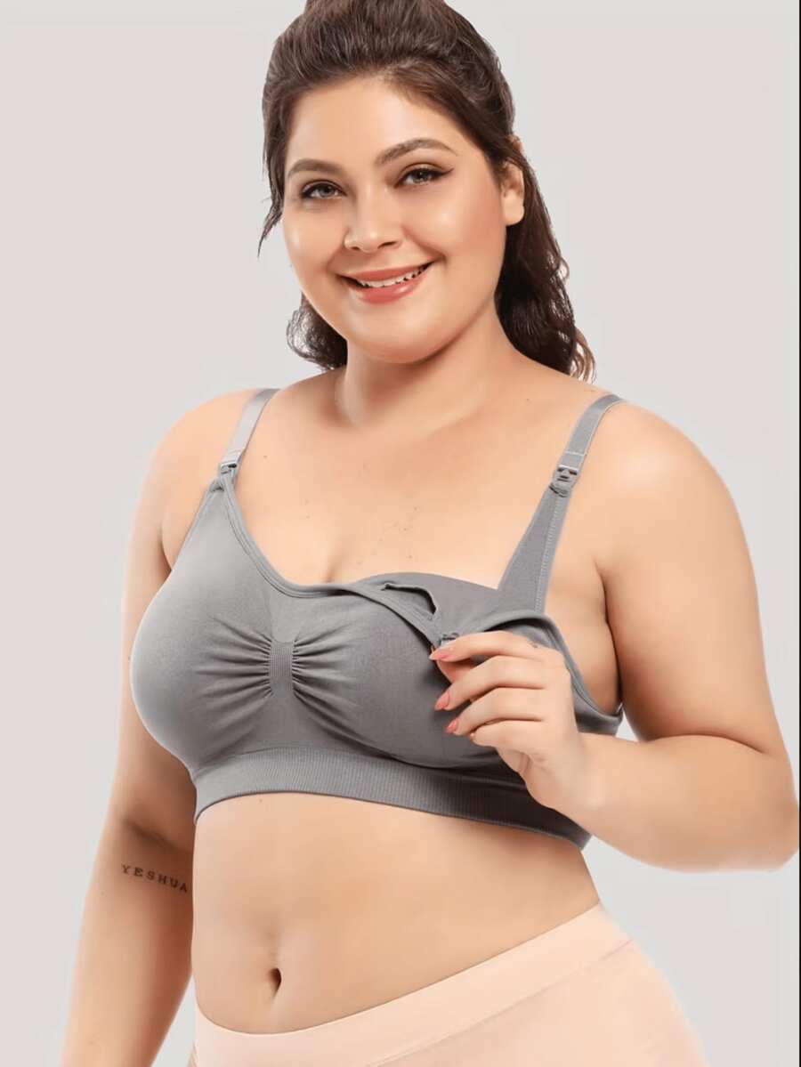 Set Of 2 Women's Maternity Bras For Nursing, Super Comfortable, Seamless - 灰色 - 查看 1