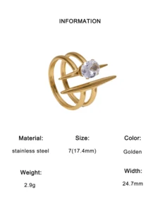 1枚时尚简约风格镀金不锈钢花朵几何开口戒指，适合女性日常、派对和约会佩戴。 - 彩色 - 查看 13