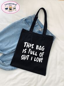 时尚简约风格字母印花男士帆布购物手提袋购物袋必备品旅行轻便带图案顶部提手袋购物袋男士手提包冬季储物袋返校沙滩包海滩情人节礼物单肩包度假包徒步旅行包周末包旅行必备品大包购物袋沙滩包大号春季学校用品