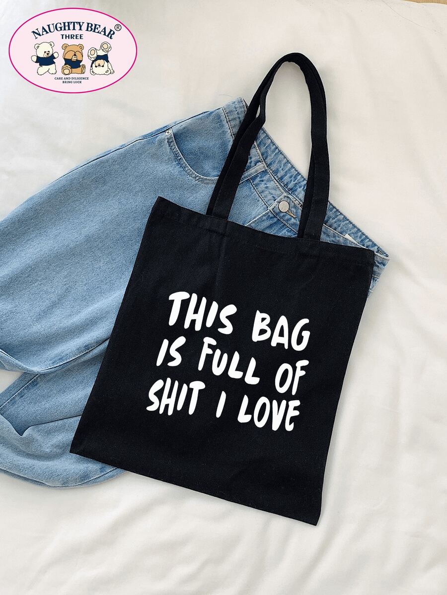 时尚简约风格字母印花男士帆布购物手提袋购物袋必备品旅行轻便带图案顶部提手袋购物袋男士手提包冬季储物袋返校沙滩包海滩情人节礼物单肩包度假包徒步旅行包周末包旅行必备品大包购物袋沙滩包大号春季学校用品