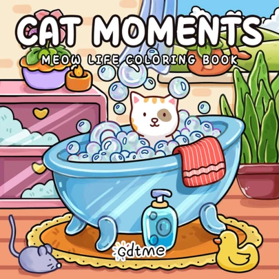 GDTME Livro de colorir de luxo com 24 páginas "Gatinhos Fofos", papel grosso, 20 x 20 cm, recomendado para iniciantes em desenho, presente de Ano Novo, presente de Páscoa/Dia dos Namorados, livro de colorir para adultos, caderno de desenho para amigos.