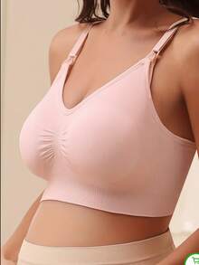Set Of 2 Women's Maternity Bras For Nursing, Super Comfortable, Seamless - Berwarna merah muda - View 4
